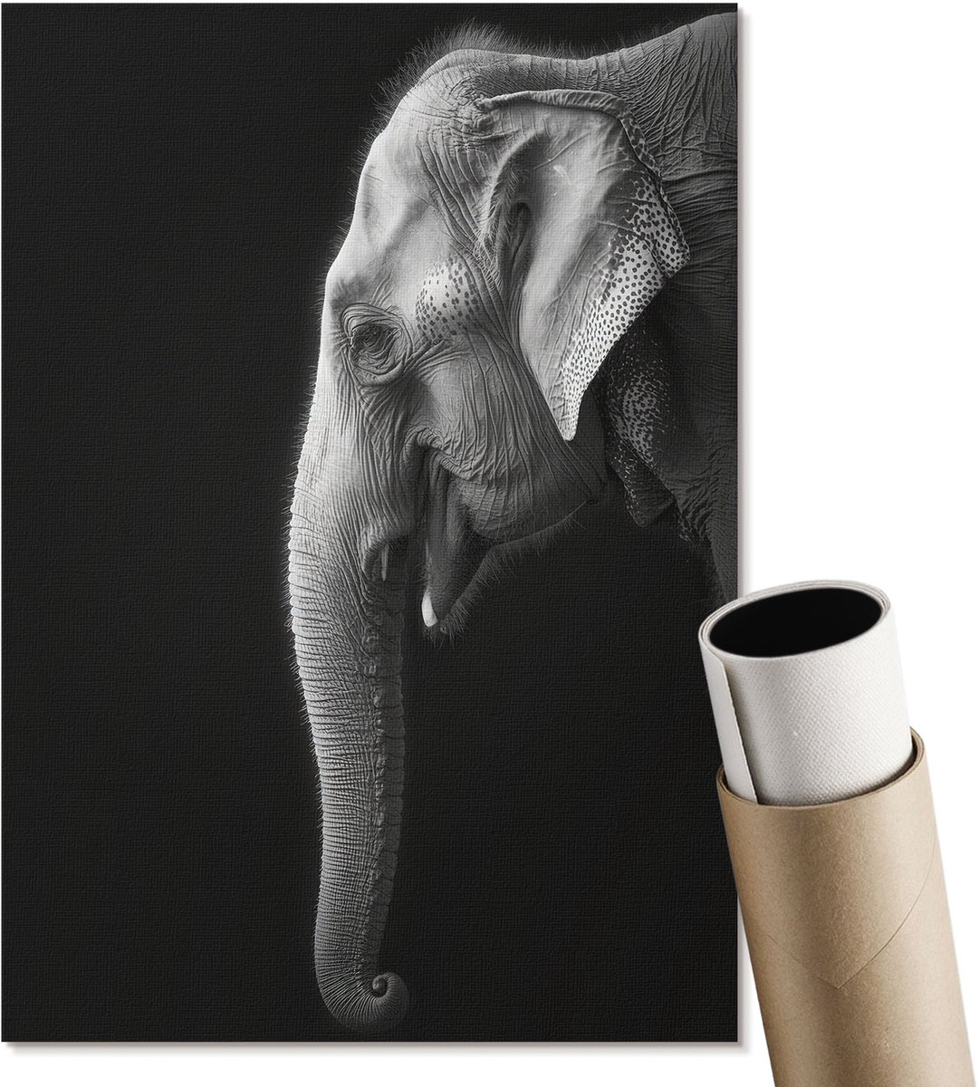 Coloray Polycanvas Poster - Kleurrijke Olifant, Illustratie - A3 - Blauw Wanddecoratie - Rechthoek - Decoratieve poster - Woonkamer, Slaapkamer, Kantoor - Artistiek