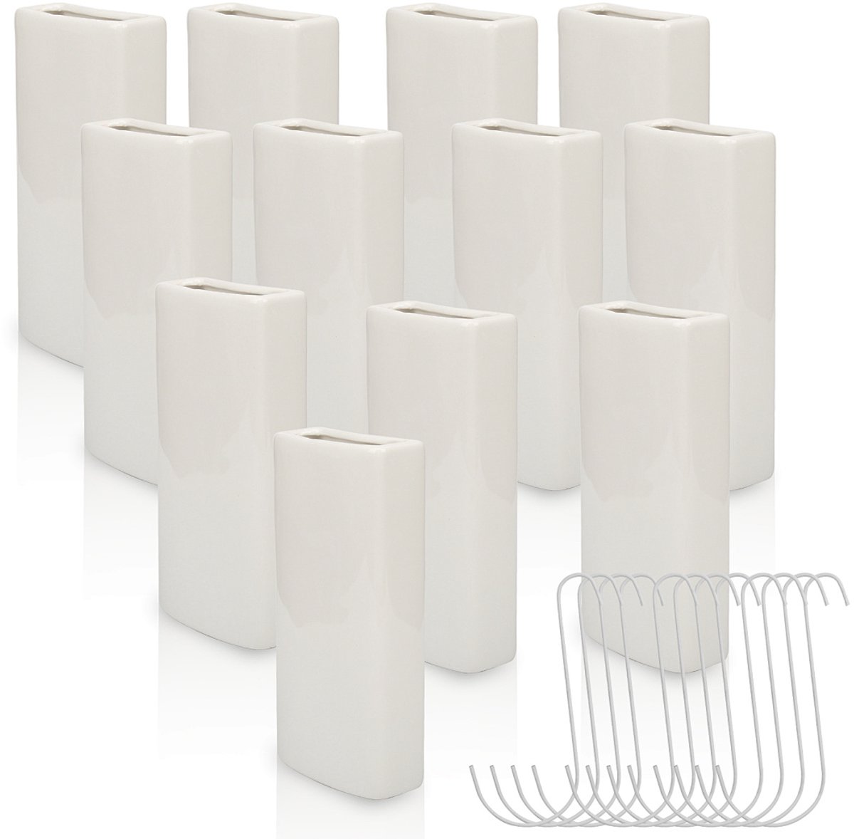 Waterverdamper radiator 12 stuks keramisch wit luchtbevochtiger set met metalen haken
