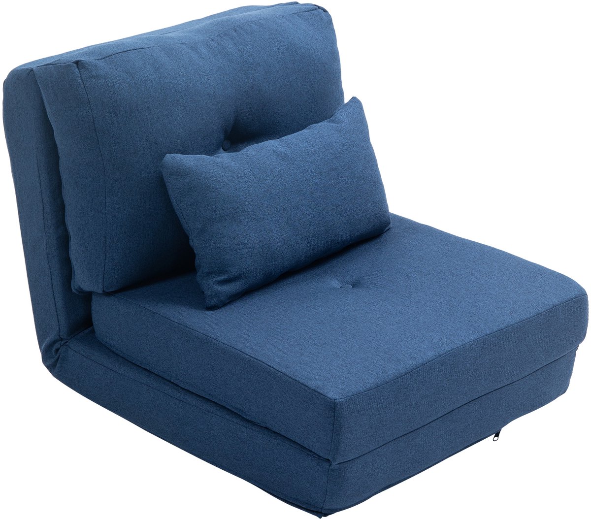 Stoel converteerbaar 1-zits - Lounge Chair met verstelbare rugleuning, geschikt om te ontspannen en te slapen - metalen frame, linnen bekleding in blauw, max. belasting 120 kg