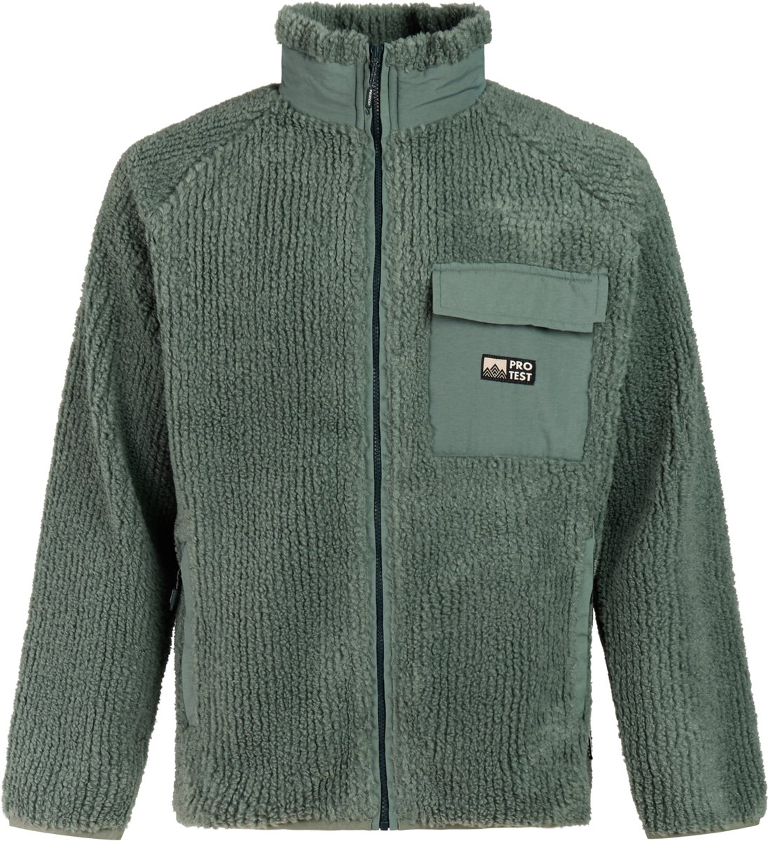 Protest PRTMagg- Jas Heren Outdoorjas Fleece Drukknopen Evergreen