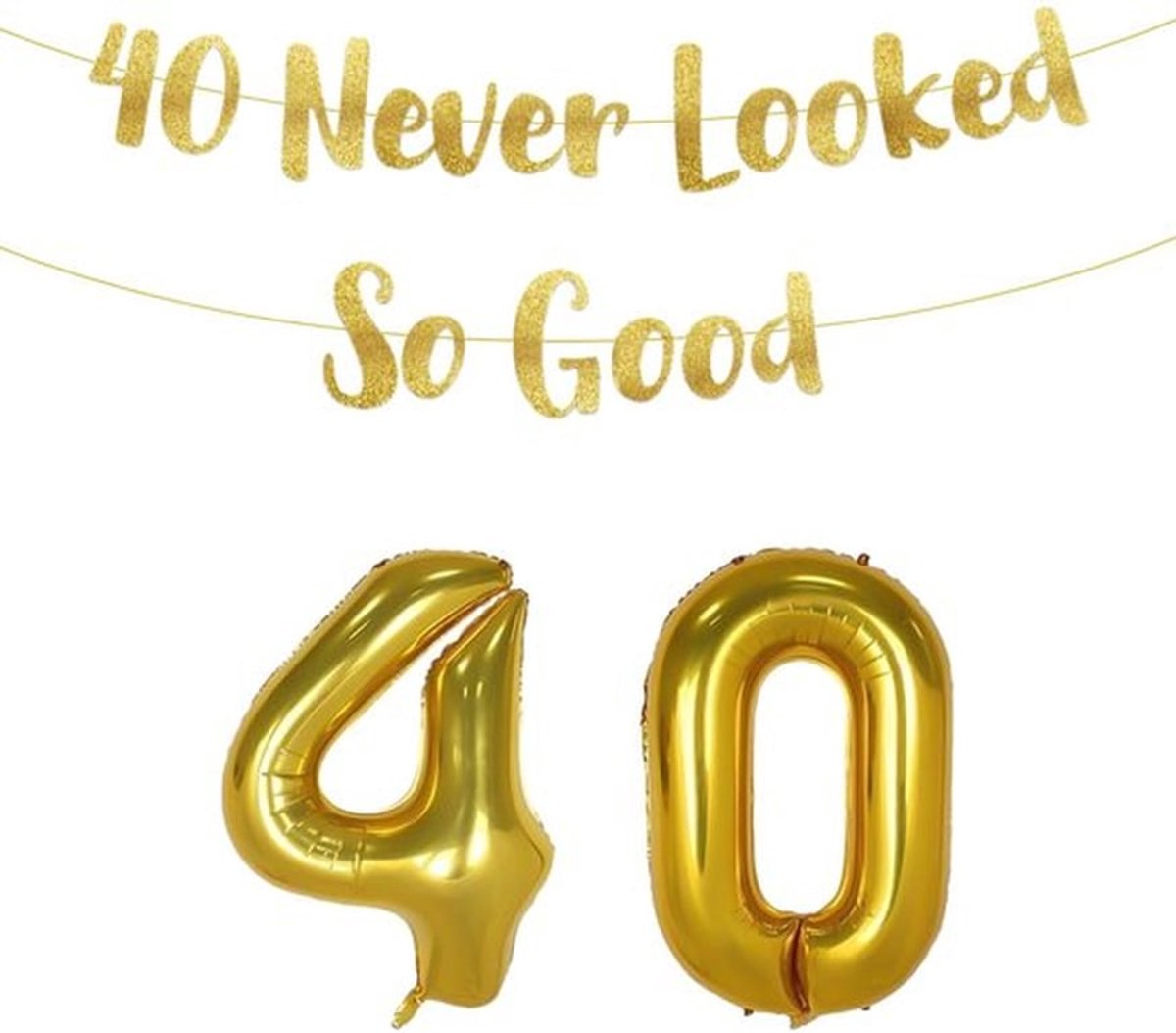 - 40e verjaardag - Feestdecoratie - Goud - Ballonnen en banner - Perfect voor verjaardagsfeest - Inclusief 1 banner en 2 ballonnen