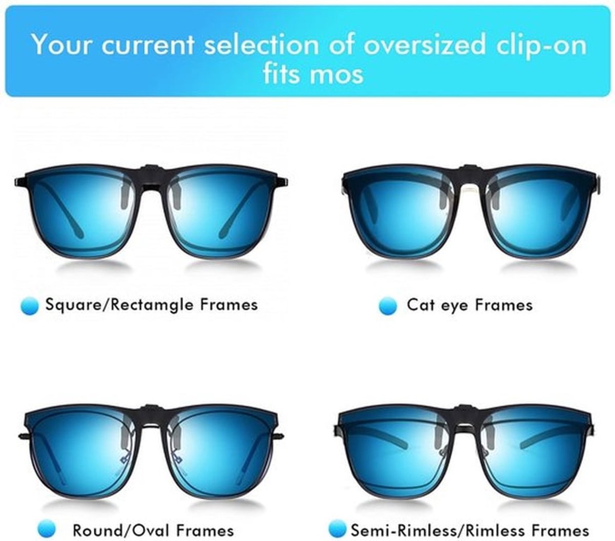 - Gepolariseerde Clip op Zonnebril - Flip Up Zonnebril - Blauw - Voor Bescherming Tegen Reflecties - Geschikt voor Mannen en Vrouwen