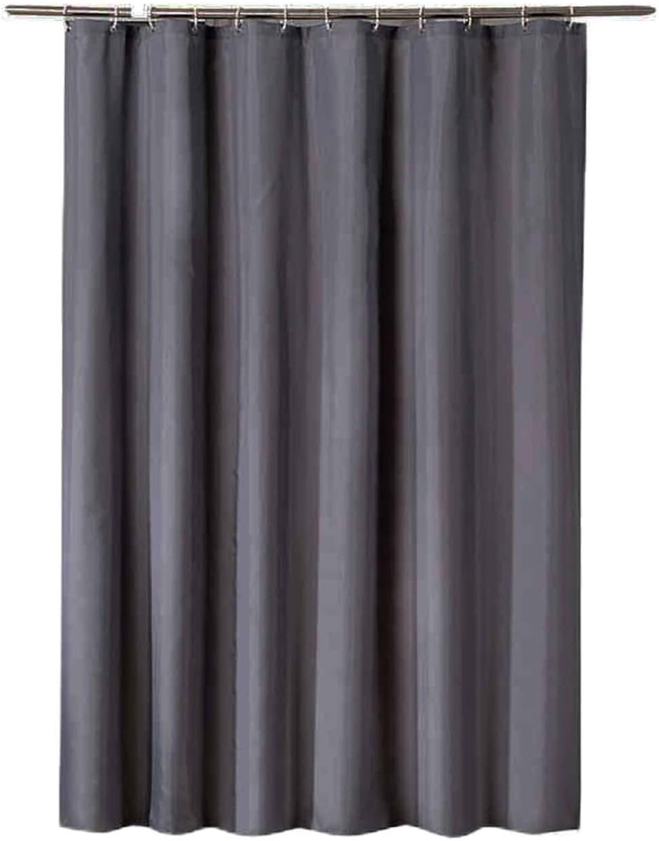 DESMIU Douchegordijn – Waterafstotend En Snel Droog – 100 X 200 Cm – Dacron – Donkergrijs – Voor Badkamer En Kleine Ruimtes – Met Verstevigde Ringen