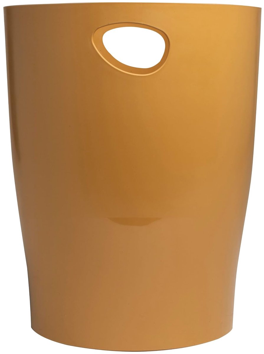 Prullenbak met handgrepen, 15 liter, rond, kopergoud, 26,3 x 26,3 x 33,5 cm