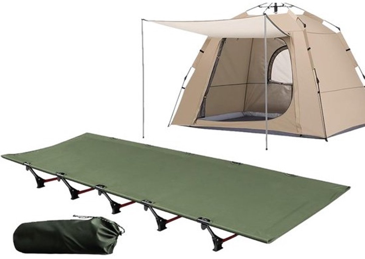 Camping Bed - Opvouwbaar Slaapbed - Outdoor Reizen - Snelle Installatie - 192x65cm - Legergroen