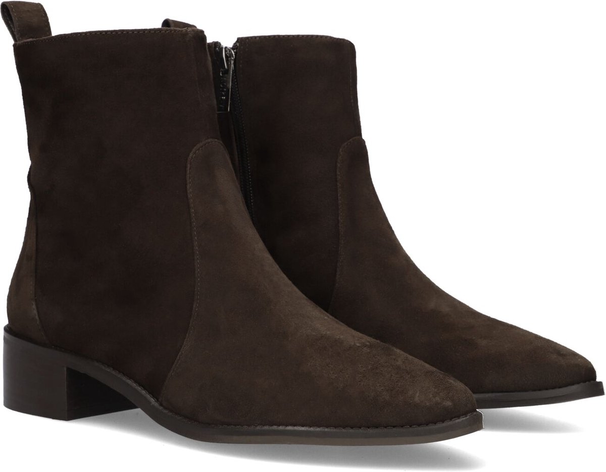 Notre-V 11038 Enkellaarsjes - Enkelboots met rits - Dames - Bruin - Maat 36