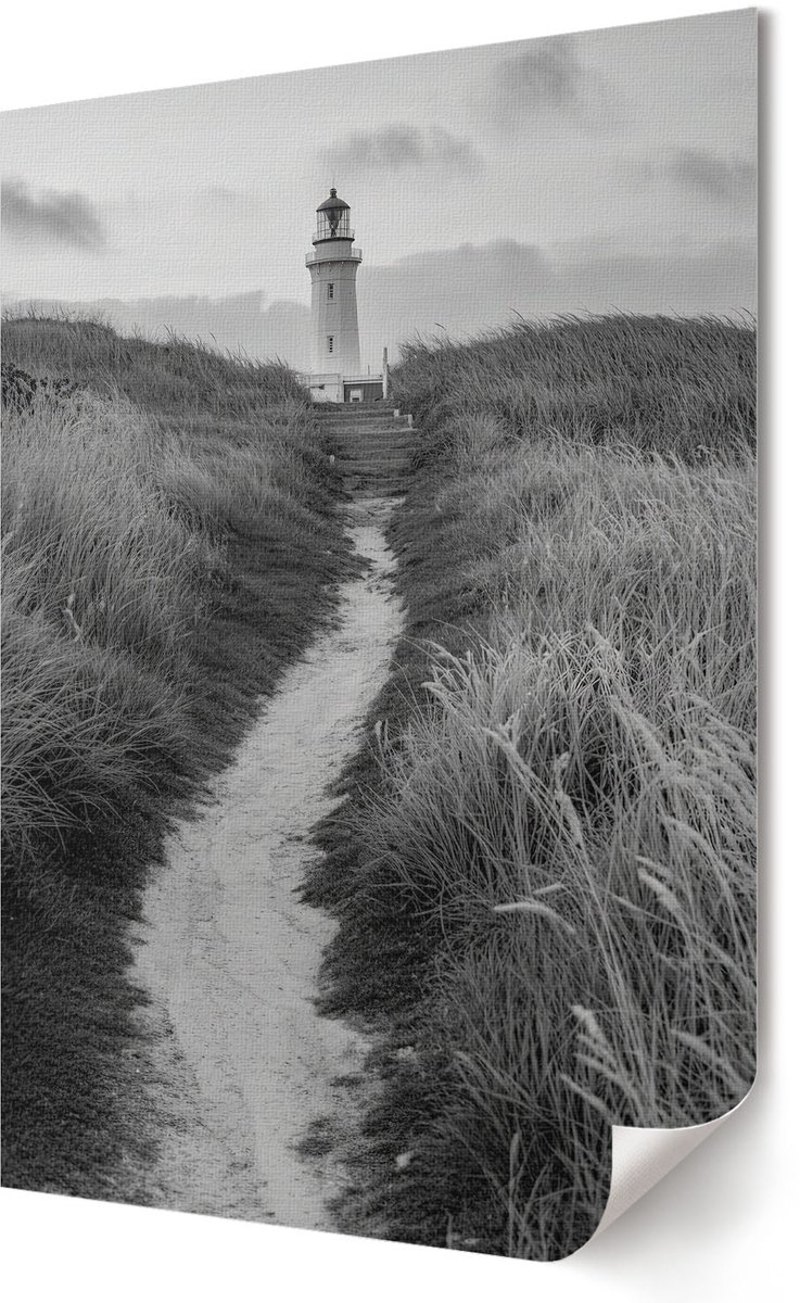 Coloray Polycanvas Poster - Vuurtoren, Fotografie - 594 x 840 - Grijs Wanddecoratie - Rechthoek - Kunstposter - Slaapkamer - Klassiek
