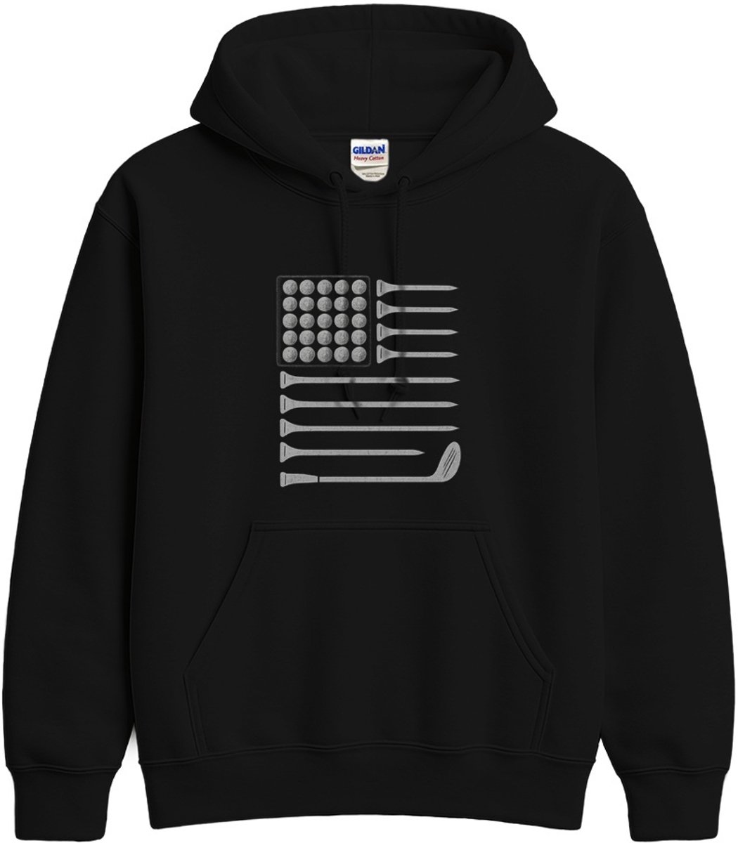 Golf Hoodie – Amerikaanse Vlag van Golfballen en Tees – Sportieve Outfit – Unisex Hoodie voor Dames & Heren – Origineel Cadeau