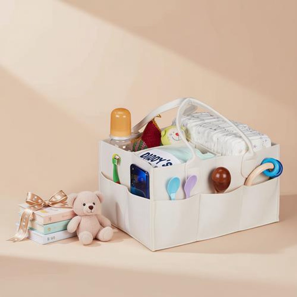 Luiertas Baby - 11 Vakken - Uitneembare Schotjes - Draagbare Verzorgingstas - Luiertafel Organizer - Beige