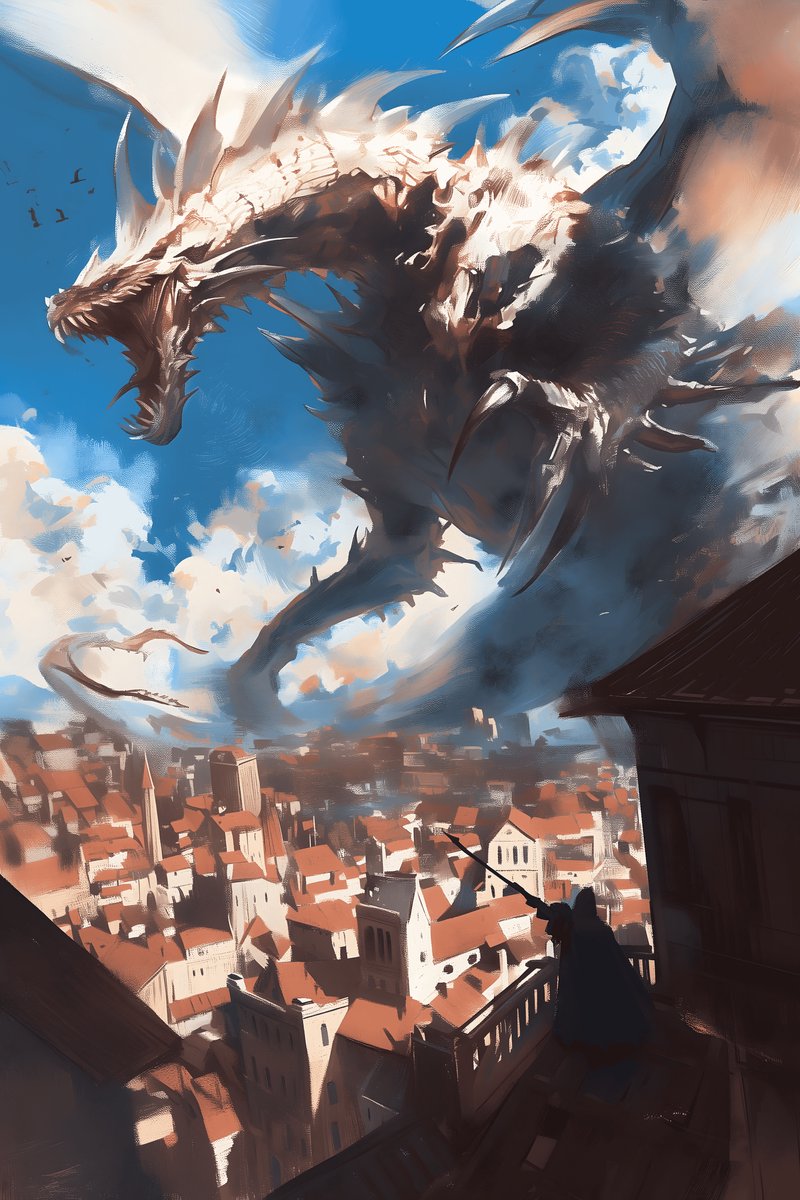 Draak Poster - Aanval - Spannende - Fantasy - Epische - Kunst - Gevecht - posters - formaat 30x40cm - Wanddecoratie - XS2823MT