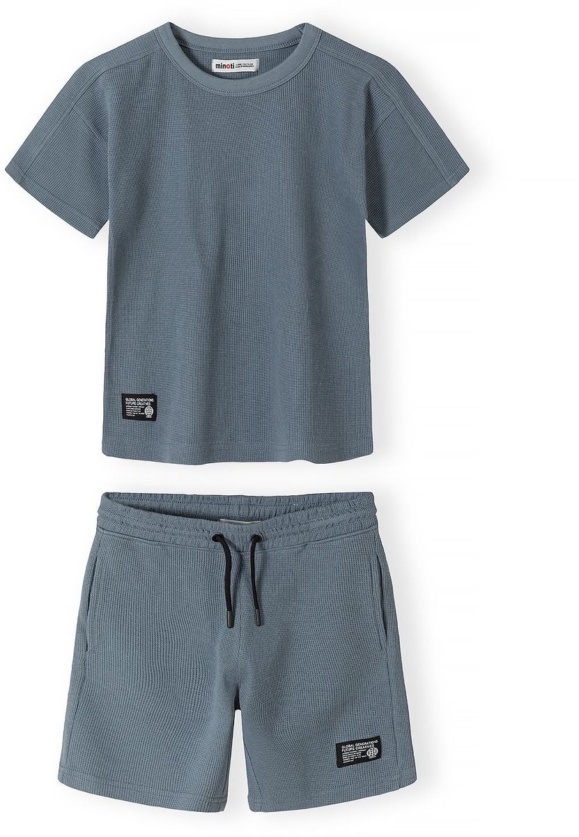 Minoti kleding set jongens wafeljersey - kledingset kind 100% katoen
