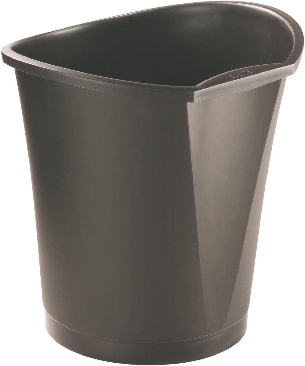 Afvalemmer met handgreep, kunststof, zwart, 18 liter