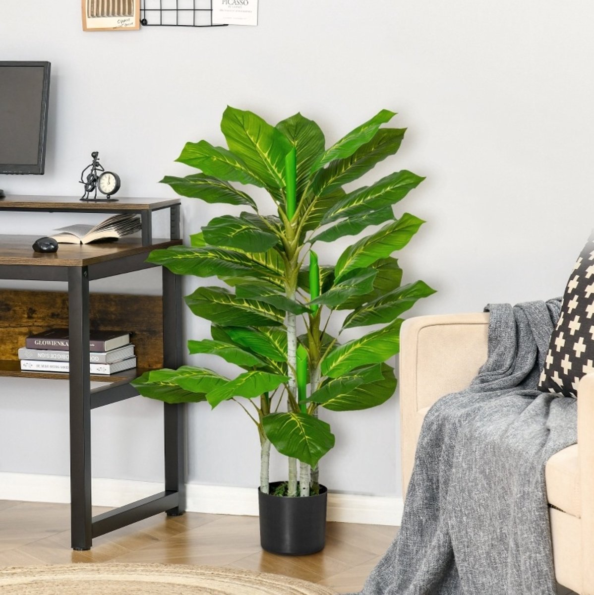 MODFU-Kunstplant-Kunstboom-33 Bladeren-Voor Binnen & Buiten-Groen-95 Cm