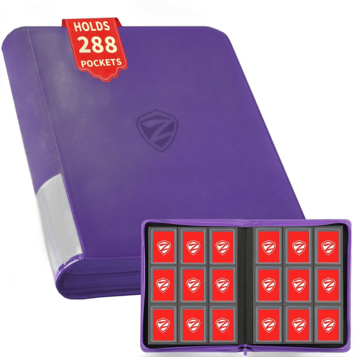 Currero Toploader Binder - Verzamelmap Kaarten - Geschikt voor Pokemon - 4 Pocket - 9 Pocket - 12 Pocket - Trading Card Map - Toploadermap - Paars - 288 Kaarten