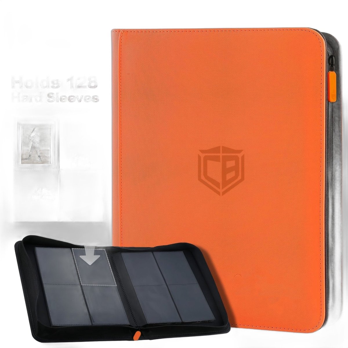 Currero Toploader Binder - Verzamelmap Kaarten - Geschikt voor Pokemon - 4 Pocket - 9 Pocket - 12 Pocket - Trading Card Map - Toploadermap - Mandarijn - 128 Kaarten