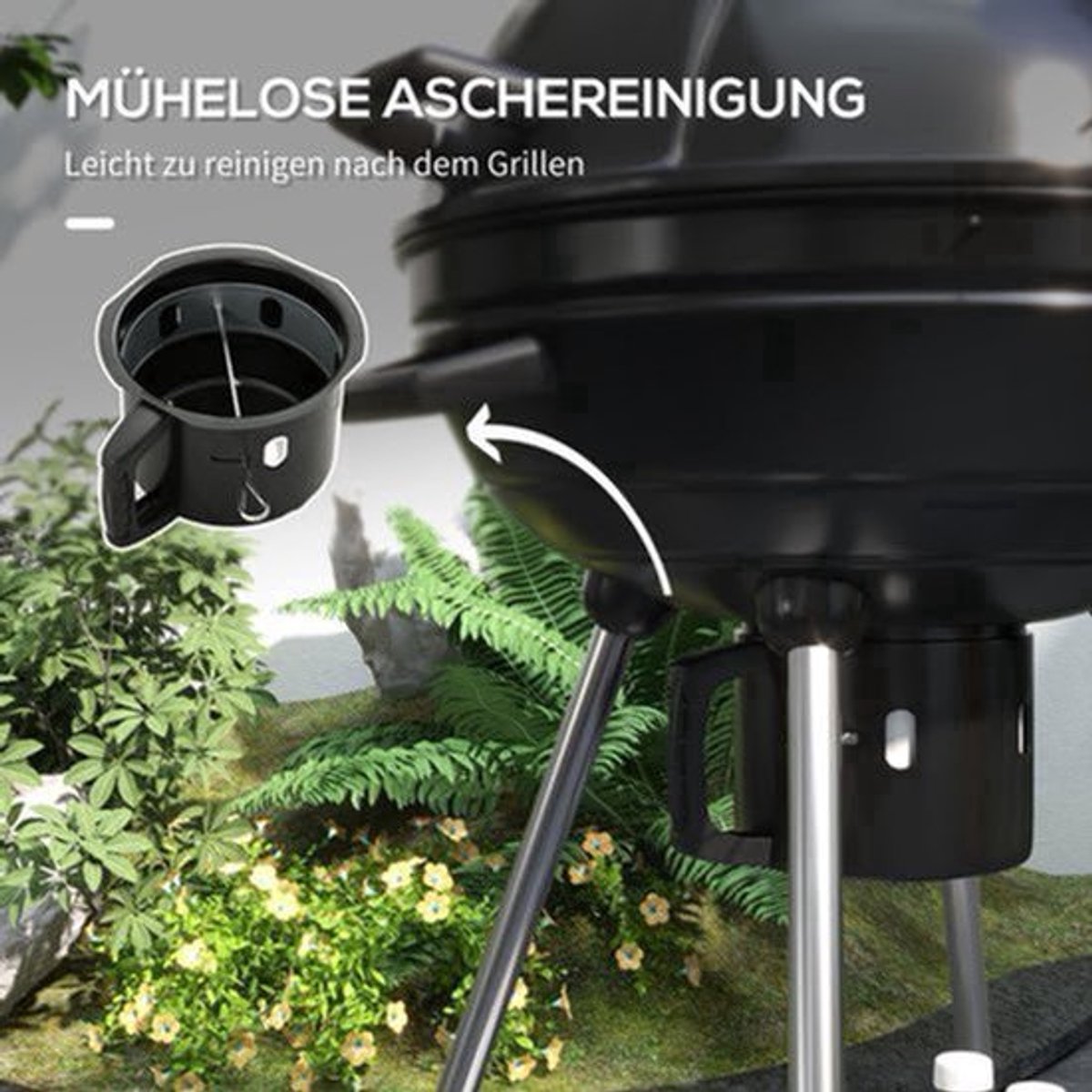 Ball Grill – Barbecue – Kogelbarbecue – Houtskoolgrill – Rondegroette Grill – Zwart – 54 cm Grilloppervlak – Ingebouwde Thermometer
