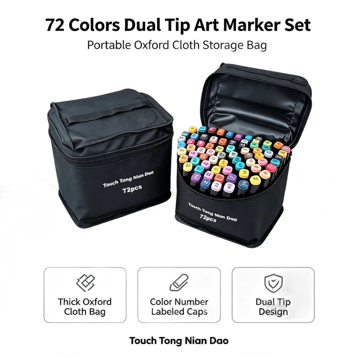 Currero Aquamarkers - Twinmarkers - Brushpennen - Stiften - Markeerstiften Op Waterbasis - Dual Tip - Tekenen En Kleuren - 72 Stuks