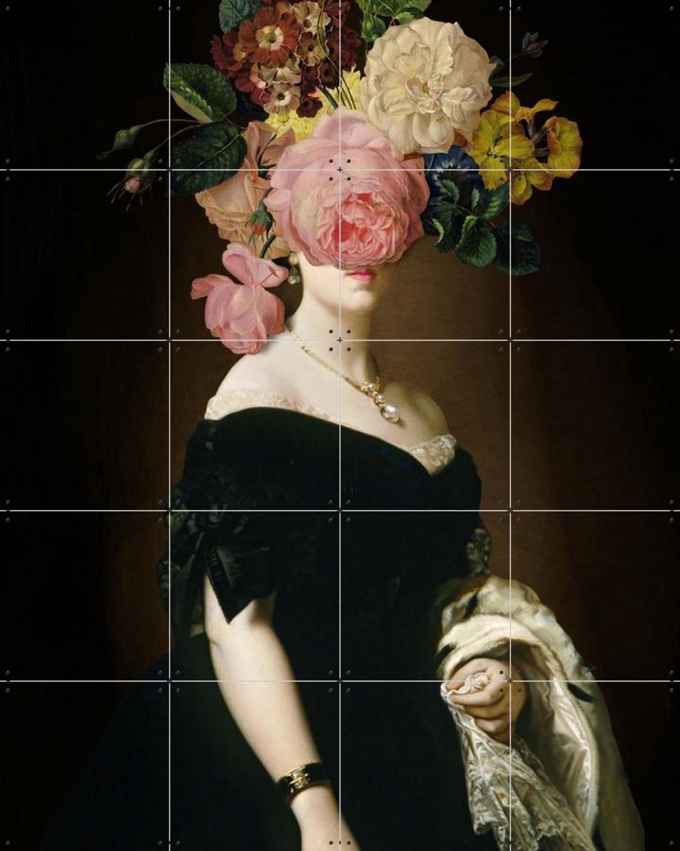 IXXI Her Portrait, Marja van den Hurk - 80 x 100 cm - Gratis ophangtool - Grote wanddecoratie en posters - Vintage, Surrealisme, Collage, Slaapkamer