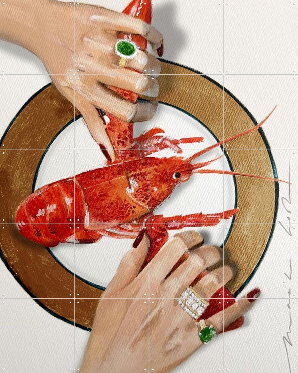 IXXI The Lazy Lobster, Maaike Koster & My Deer Art Shop - 80 x 100 cm - Gratis ophangtool - Grote wanddecoratie en posters - Realisme, Illustraties