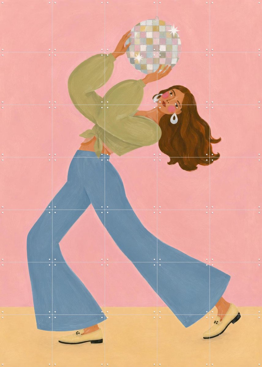 IXXI Disco Darling, Atelier Pommeline - 100 x 140 cm - Gratis ophangtool - Grote wanddecoratie en posters - Cartoonesk, Speels, Kleurrijk, Modern