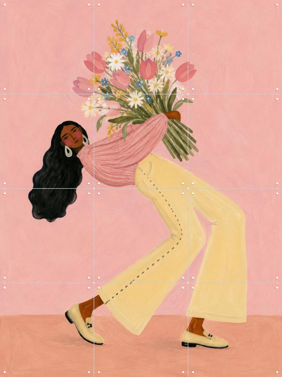 IXXI Big Bloom Energy, Atelier Pommeline - 60 x 80 cm - Gratis ophangtool - Grote wanddecoratie en posters - Speels, Modern, Digitale Kunst