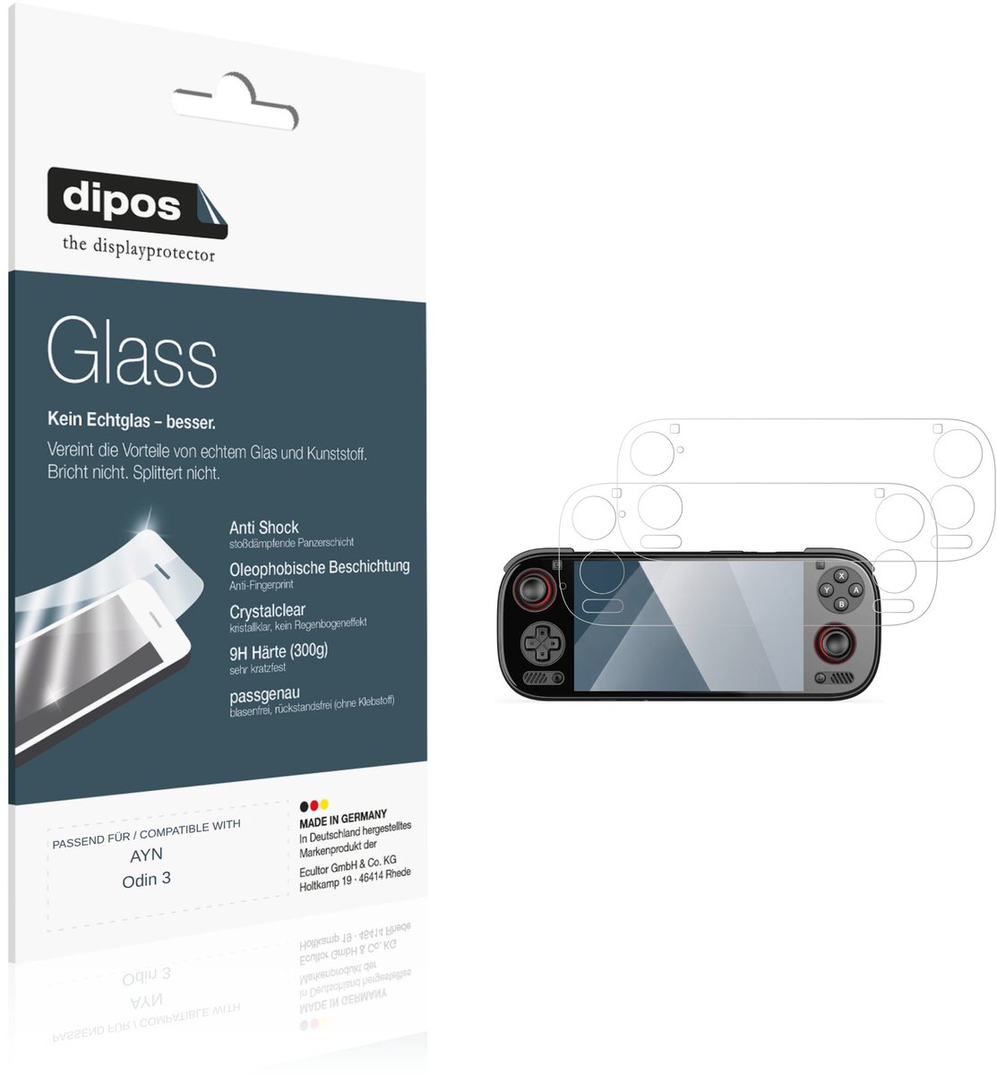 dipos – 2x Pantserfolie geschikt voor AYN Odin 3 | 9H Screenprotector