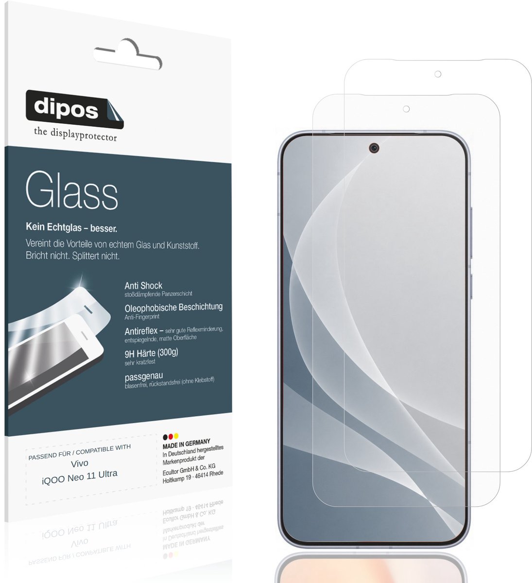dipos – 2x Matte Pantserfolie geschikt voor Vivo iQOO Neo 11 Ultra | 9H Screenprotector