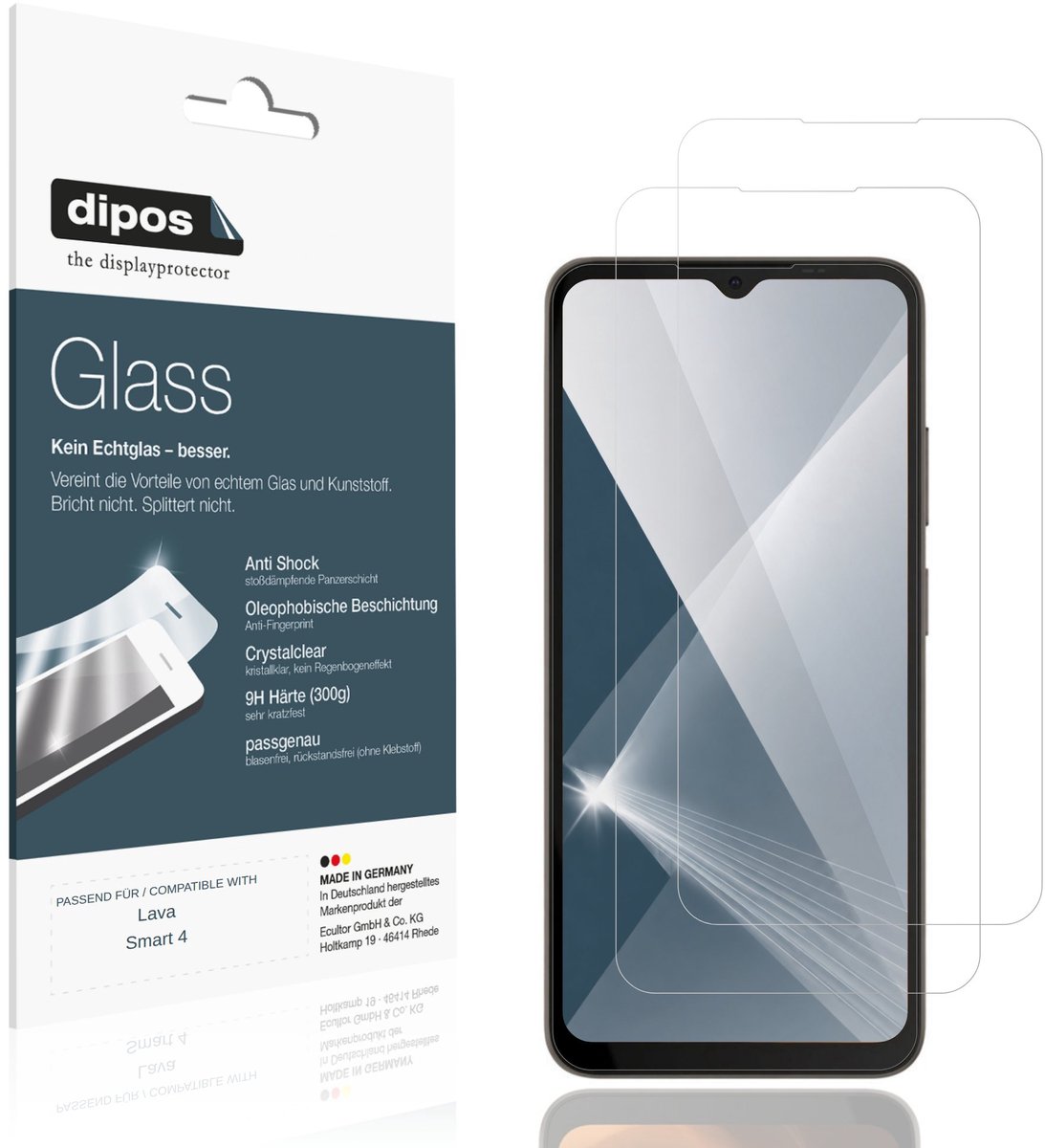 dipos – 2x Pantserfolie geschikt voor Lava Smart 4 | 9H Screenprotector