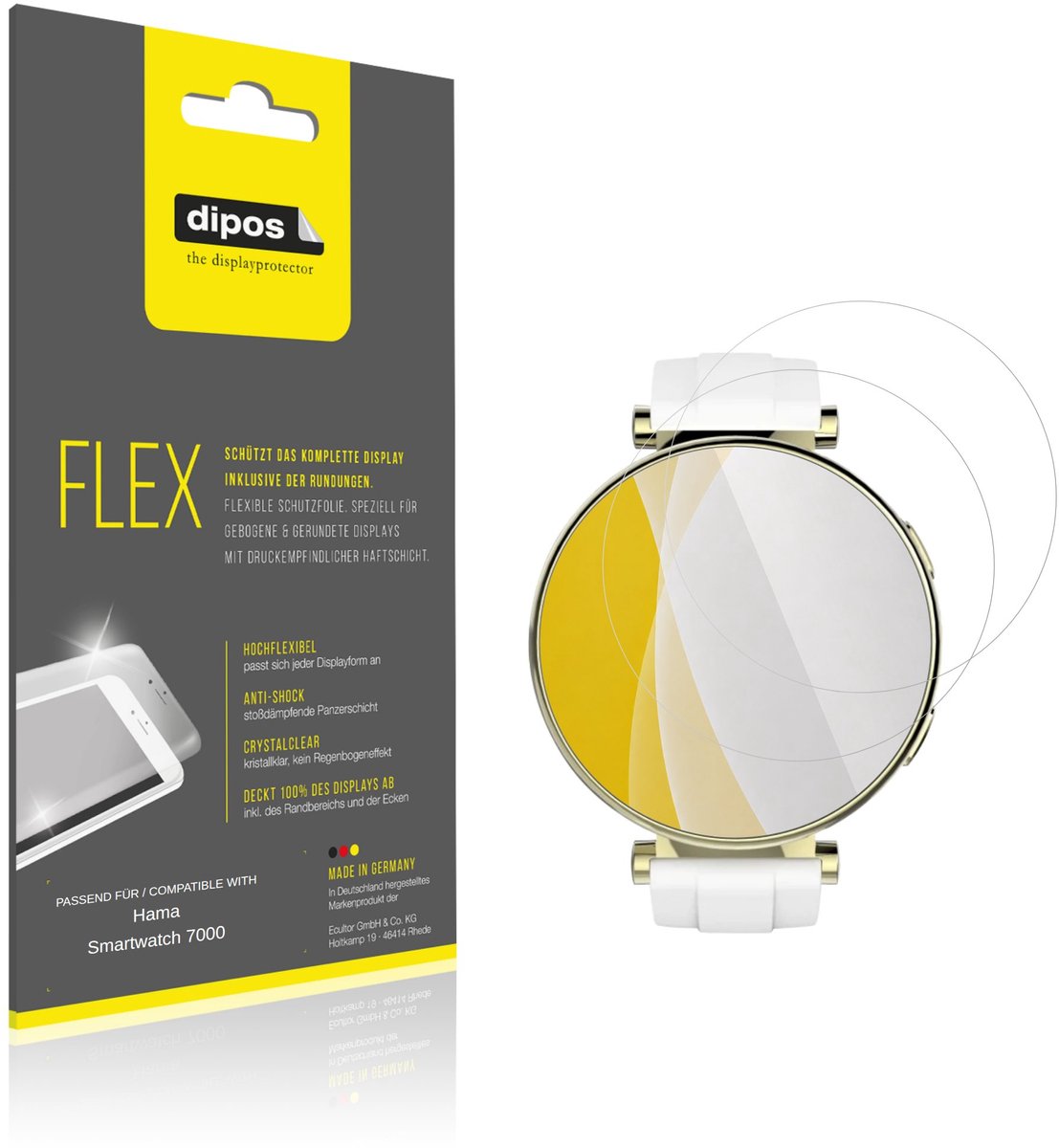 dipos – 2x Beschermfolie geschikt voor Hama Smartwatch 7000 | 3D Full Cover Screenprotector | 100% Passend