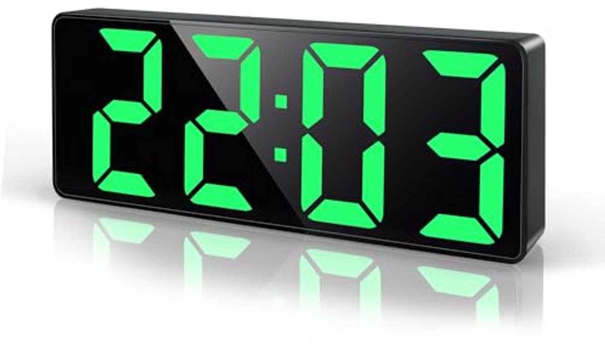 Digitale Wekker met LED Display, Alarmklok met Instelbare Helderheid en Kleurtemperatuur, Snooze Functie voor Slaapkamer en Bureau