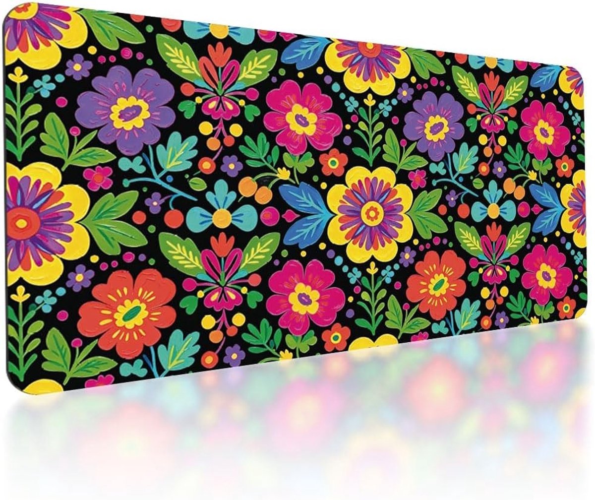 Grote muismat met levendige bloemen, antislip en waterdichte bureauonderlegger voor gaming, 80 x 40 cm, ideaal voor computer en laptop gebruik