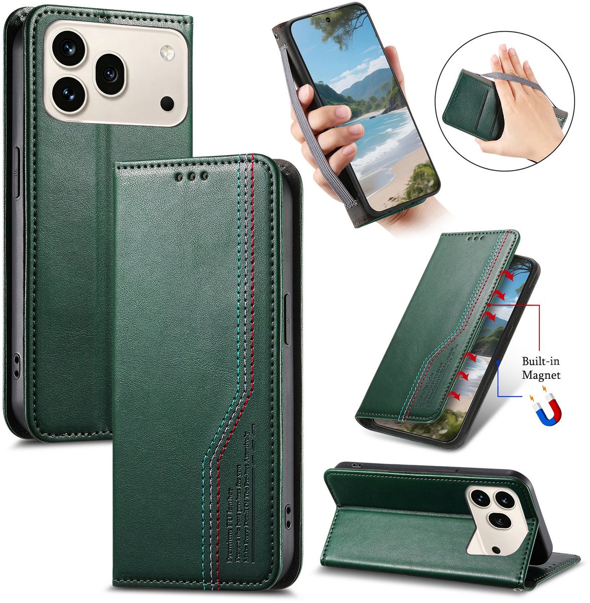 Praktische en Stijlvolle PU Leren Portemonnee Hoes voor Honor 600 / 600 Pro _ Groen