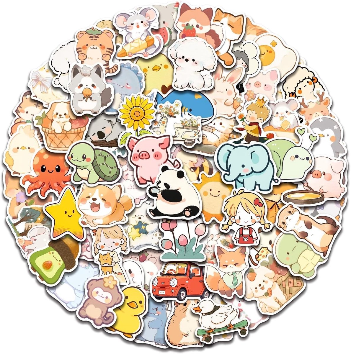 Kawaii Dieren Vinyl Stickers voor Kinderen - Waterdichte Stickers voor Koffers, Scrapbooking en Laptops