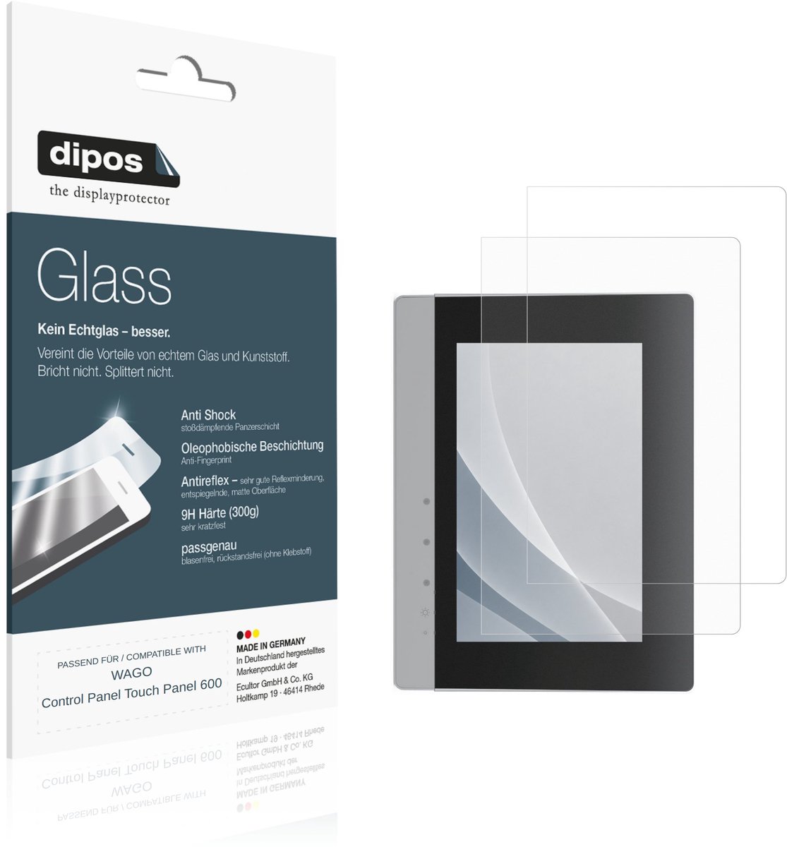 dipos – 2x Matte Pantserfolie geschikt voor WAGO Control Panel Touch Panel 600 | 9H Screenprotector