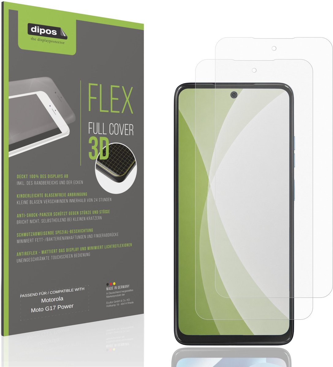 dipos FLEX – 2x Matte Screenprotector geschikt voor Motorola Moto G17 Power | Volledige Schermbescherming | Case-Friendly