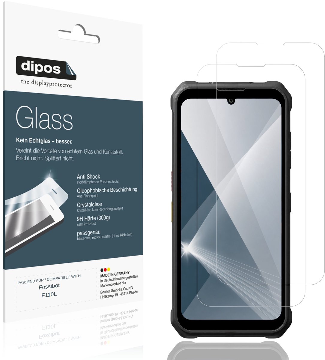 dipos – 2x Pantserfolie geschikt voor Fossibot F110L | 9H Screenprotector