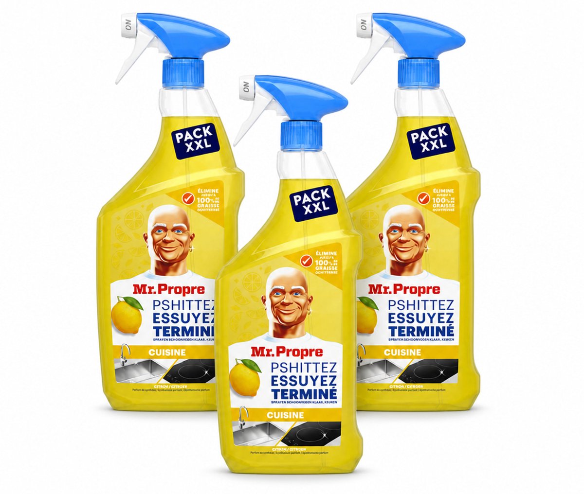 3 x Mr. Propre – Flash Reinheid Spray – Ontvetter & Allesreiniger – Lemon – 800 ml - Bulkverpakking - 3 stuks