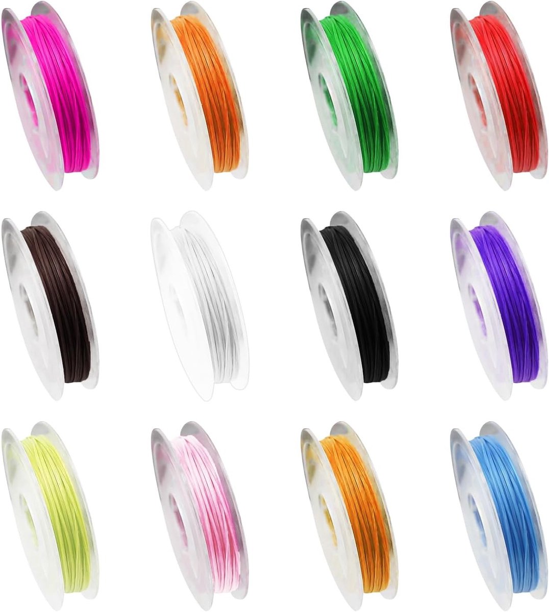Elastische Zachte Koordrollen voor DIY Armbanden en Sieraden, 12 Kleuren, 0.6mm x 10m, Duurzaam en Flexibel