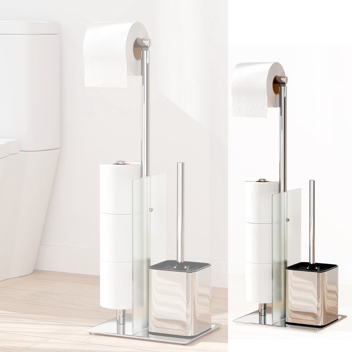 DailySupplies® Toiletbutler - Toiletrolhouder Staand - Zilver