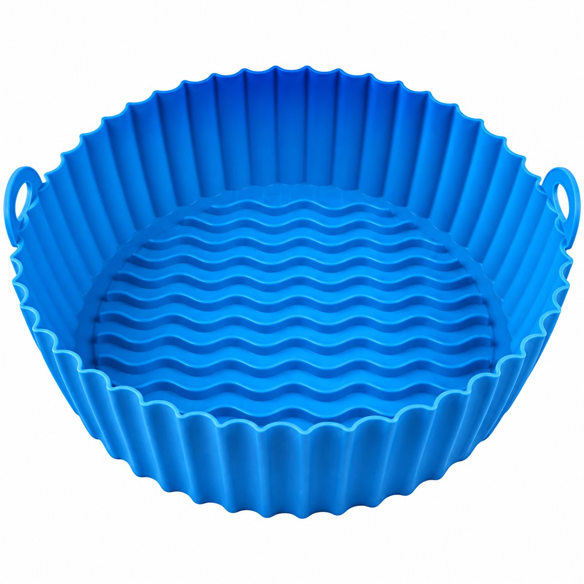 Consumerce® Siliconen Airfryer Bakje - Ø 19cm - Blauw - BPA Vrij - Air Fryer Bakjes - Mandje - Bakvorm - Inzetbakjes - Liner - Heteluchtfriteuse Accessoires - Herbruikbaar Bakpapier Alternatief - Rond