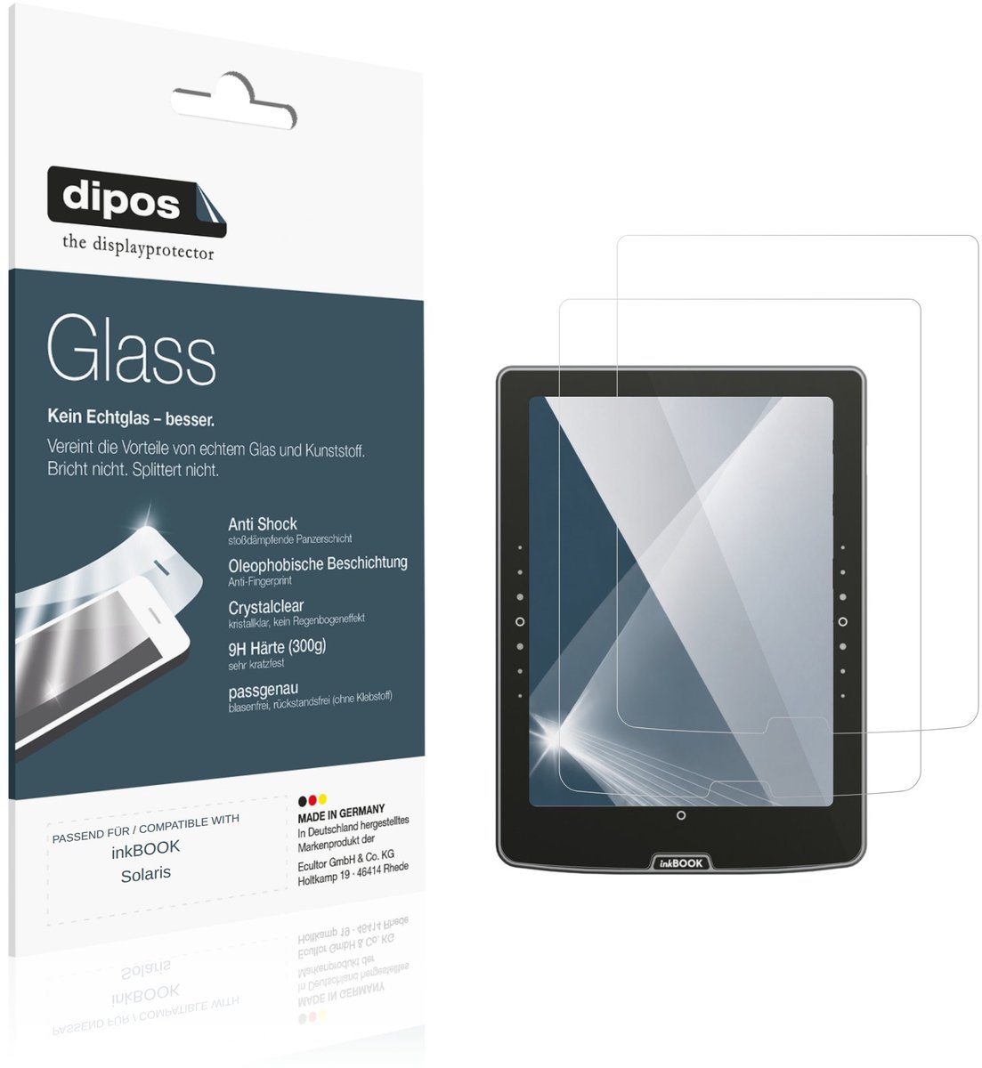 dipos – 2x Pantserfolie geschikt voor inkBOOK Solaris | 9H Screenprotector