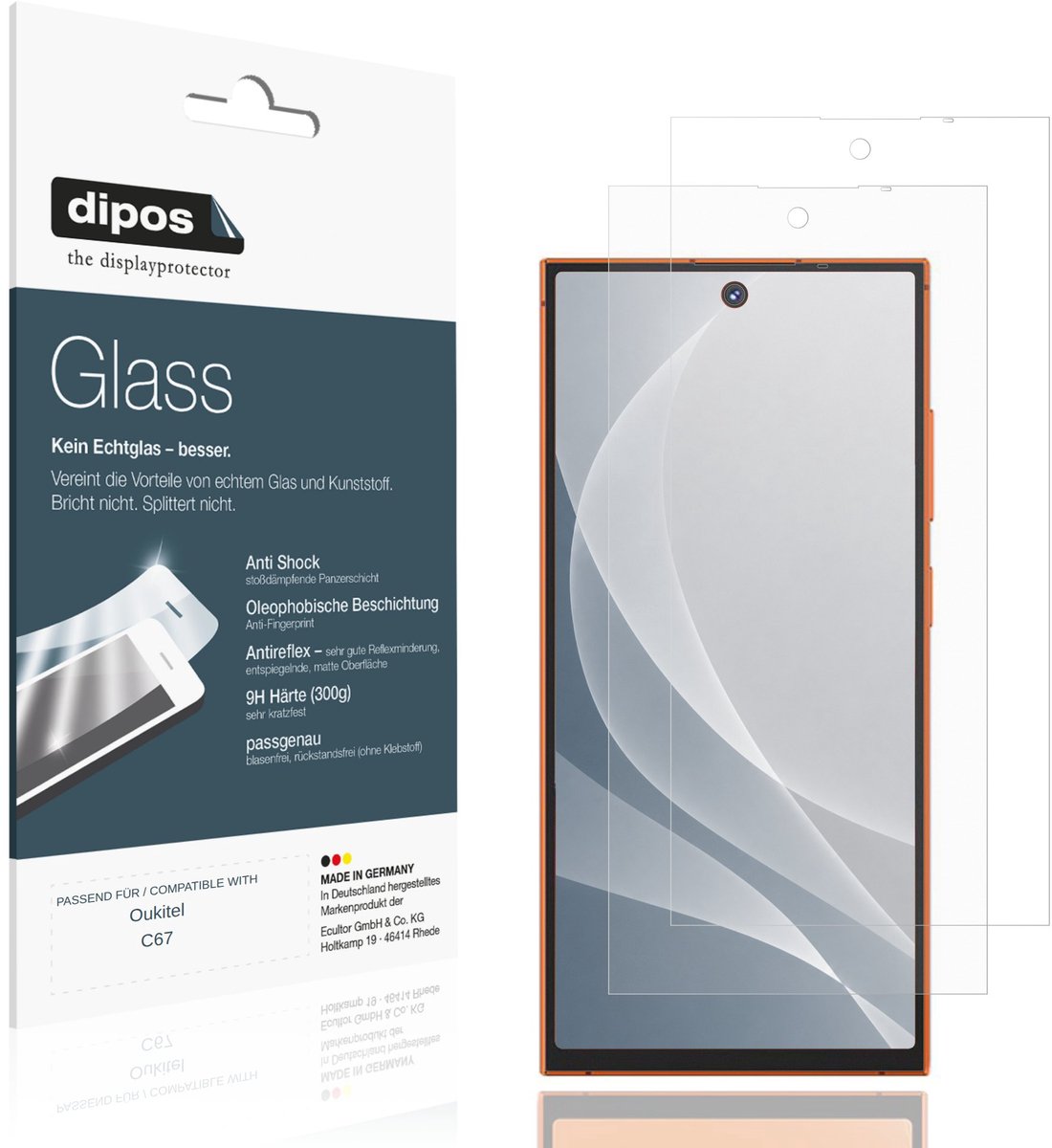 dipos – 2x Matte Pantserfolie geschikt voor Oukitel C67 | 9H Screenprotector