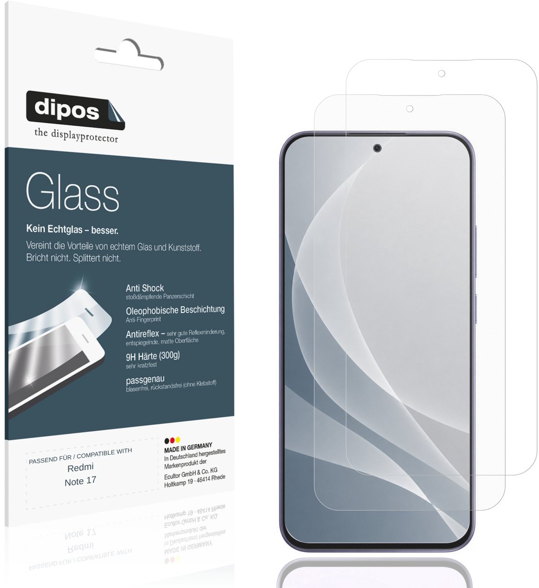 dipos – 2x Matte Pantserfolie geschikt voor Redmi Note 17 | 9H Screenprotector