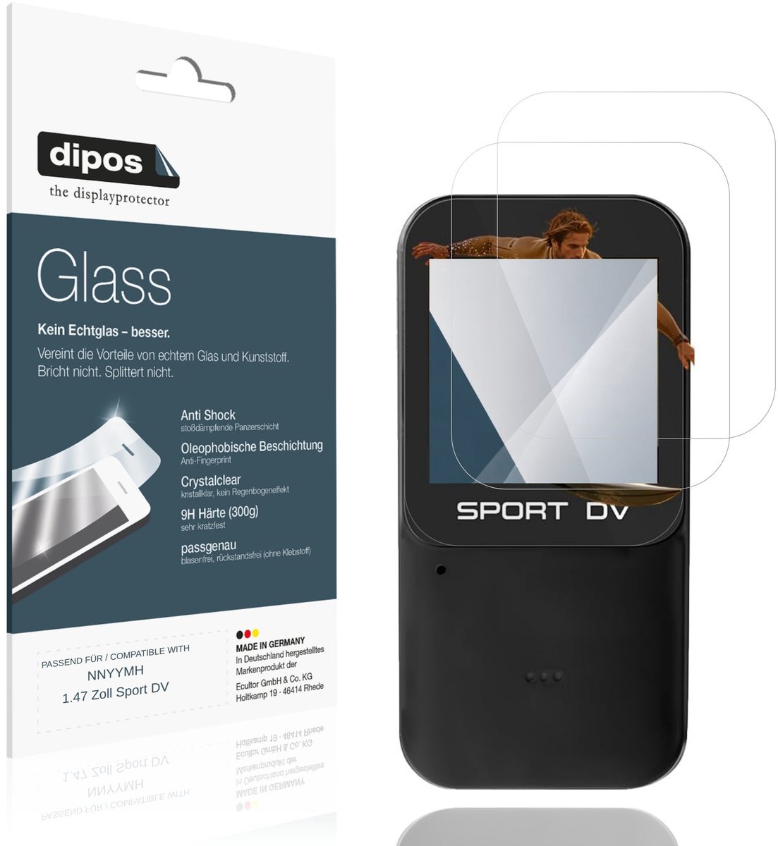 dipos – 2x Pantserfolie geschikt voor NNYYMH 1.47 Inch Sport DV | 9H Screenprotector