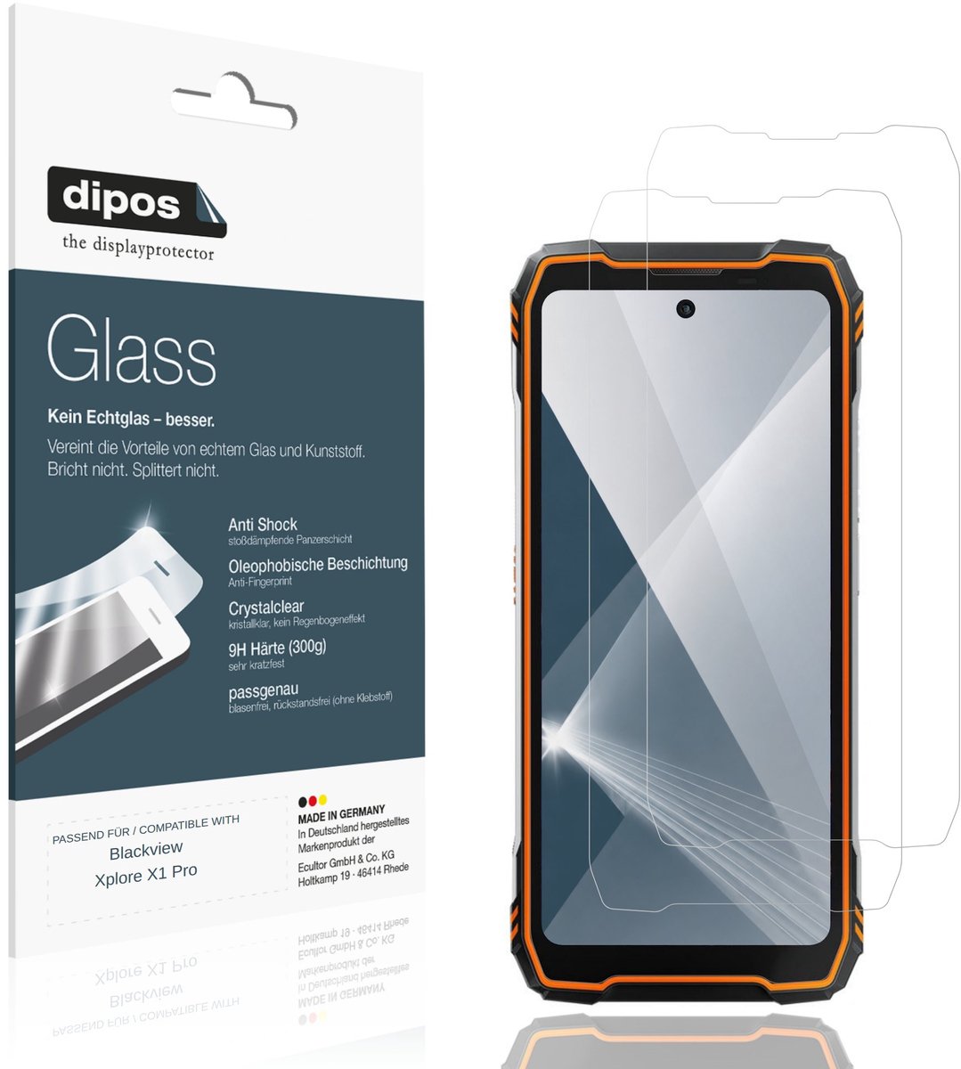 dipos – 2x Pantserfolie geschikt voor Blackview Xplore X1 Pro | 9H Screenprotector