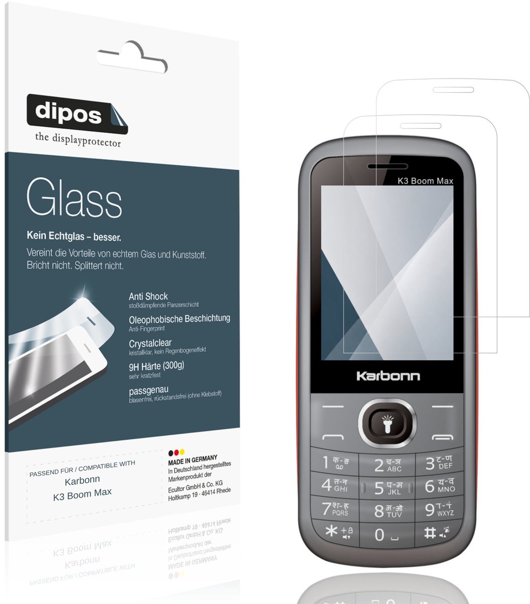dipos – 2x Pantserfolie geschikt voor Karbonn K3 Boom Max | 9H Screenprotector