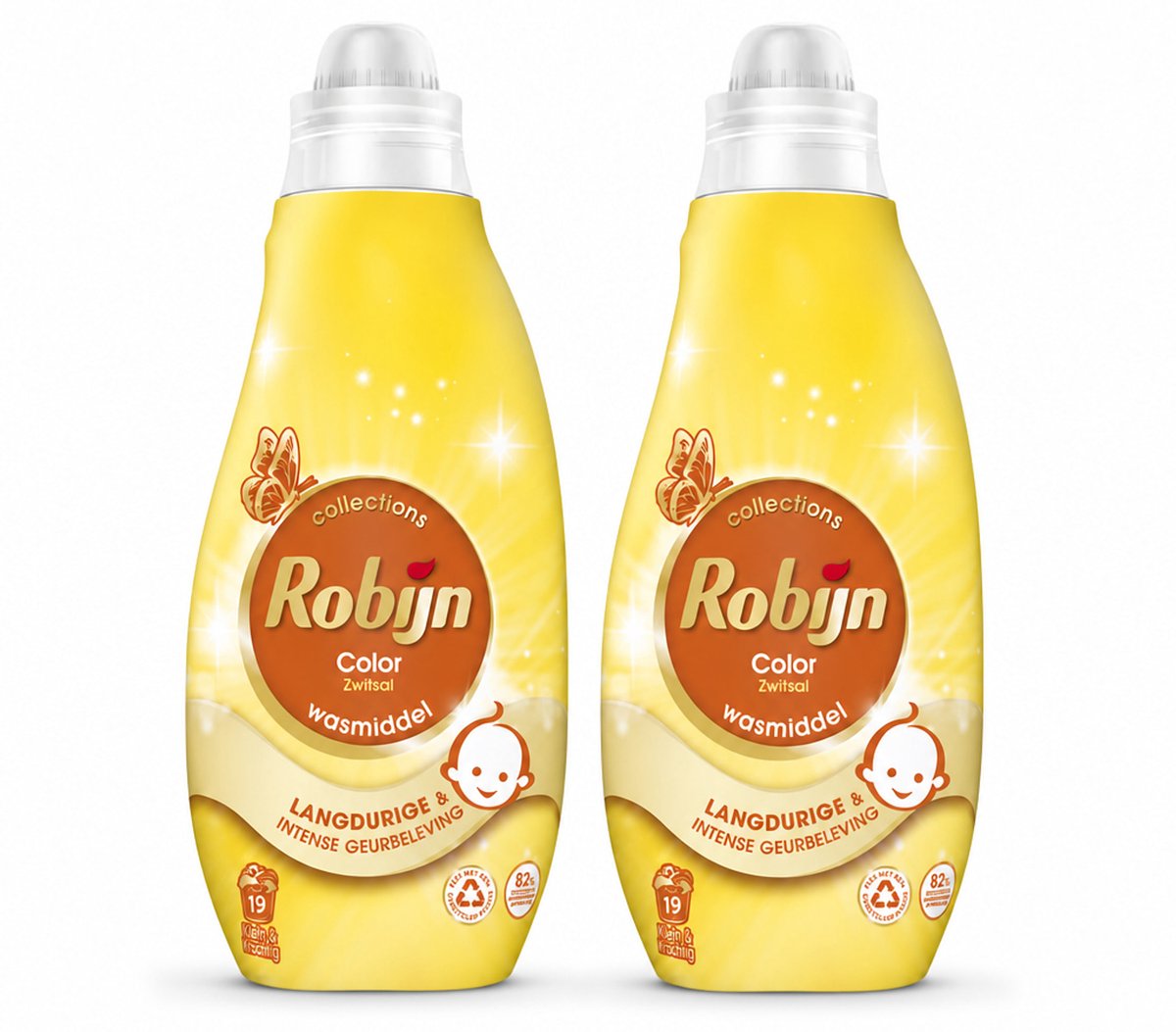 2 x Robijn - Klein & Krachtig Collections Color Zwitsal - Vloeibaar Wasmiddel - 19 Wasbeurten - Voordeelverpakking - 2 stuks