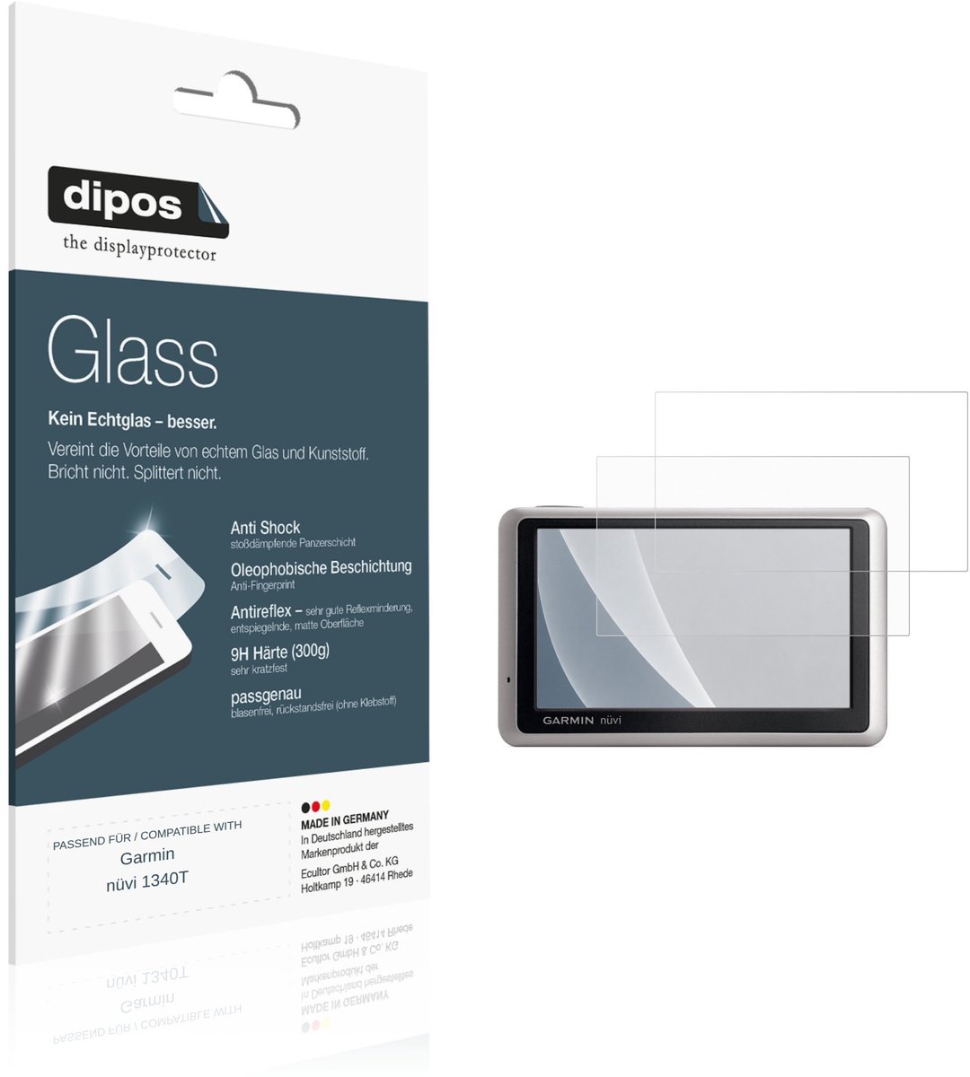 dipos – 2x Matte Pantserfolie geschikt voor Garmin nüvi 1340T | 9H Screenprotector