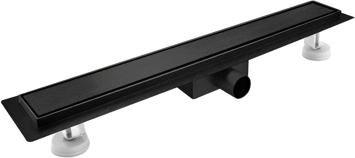 Platte douchegoot 30cm, zwart, tegel, RVS - ShopVlot