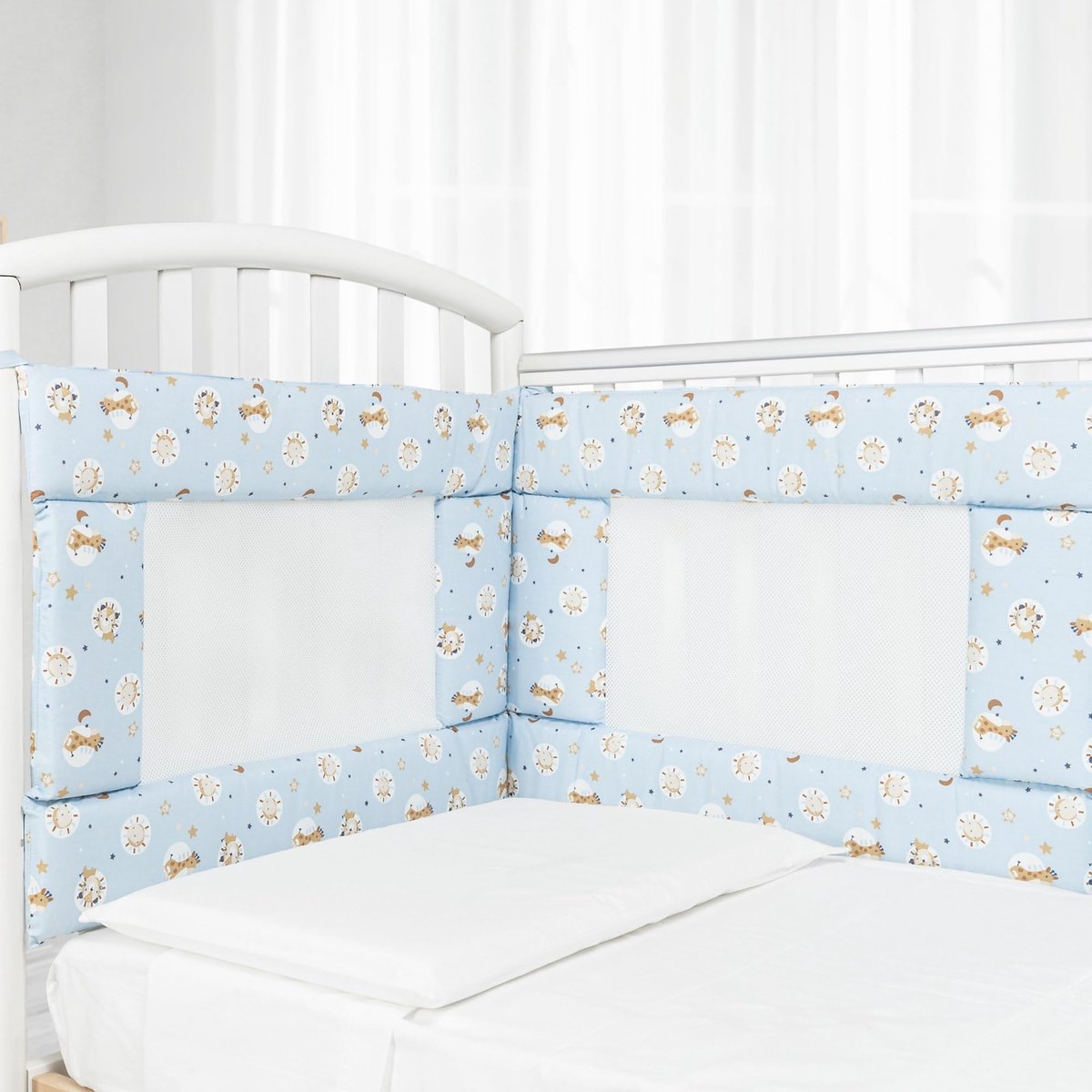 Babysanity - Babynestje met hoog ademend vermogen, uitgerust met baby-lucht-mesh (lichtblauw patroon) - ShopVlot